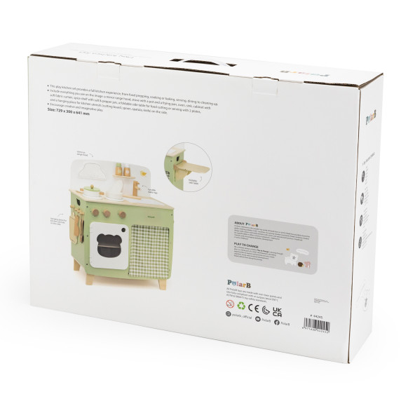 VIGA PolarB Large Wooden Kitchen with Folding Countertop + Curtain Cabinet