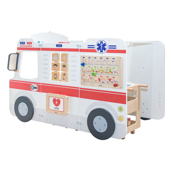 VIGA Large Wooden Ambulance Set Ambulance for Small Rescuers Accessories 25 pcs.
