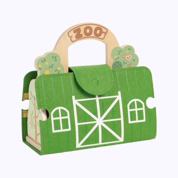 TOOKY TOY Mini Zoo Portable Animal Bag Set