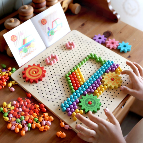 TOOKY TOY Montessori Mosaic Puzzle with Pins Climbing 88 pcs.