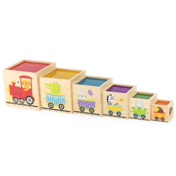 VIGA Wooden Pyramid Puzzle Blocks Sorter Montessori
