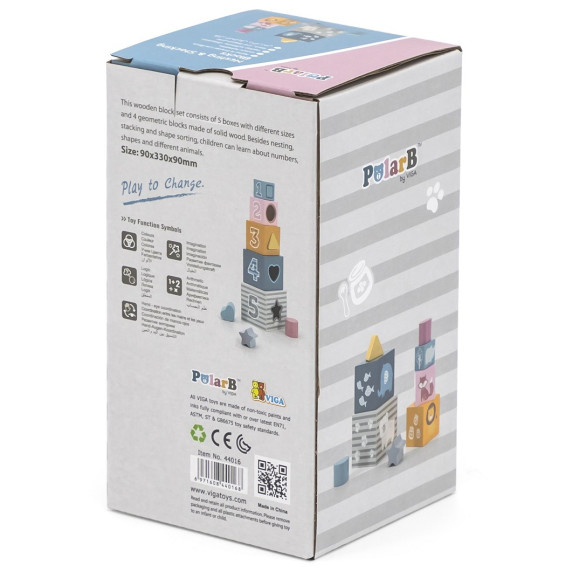 VIGA PolarB Pyramid Educational Puzzle Cube Sorter Blocks