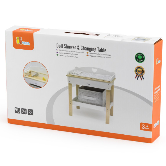 VIGA Wooden Changing Table 2 in 1 Bathtub for Dolls