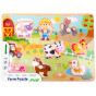 TOOKY TOY Wooden Montessori Puzzle Farm with Matching Pins