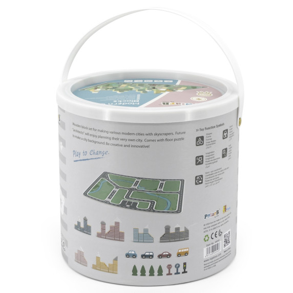 VIGA PolarB Wooden Model with City Blocks 56 pcs.