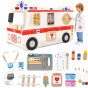 VIGA Large Wooden Ambulance Set Ambulance for Small Rescuers Accessories 25 pcs.