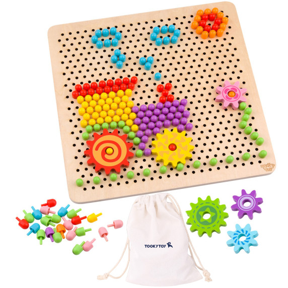 TOOKY TOY Montessori Mosaic Puzzle with Pins Climbing 88 pcs.