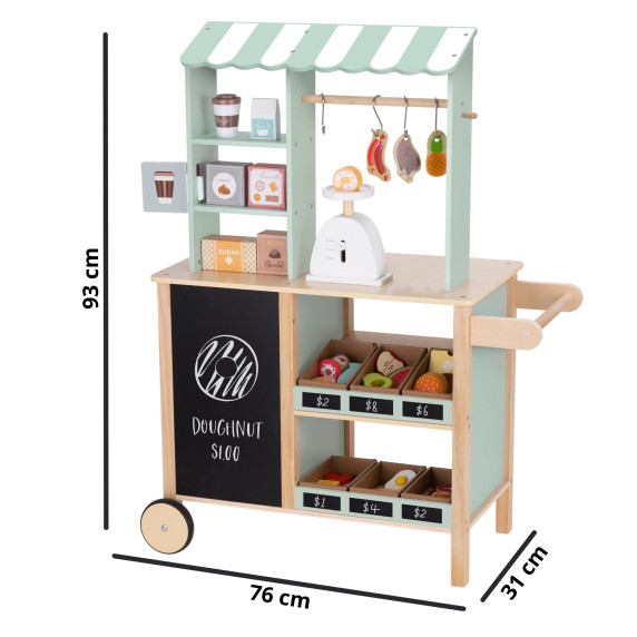TOOKY TOY Grocery Store Stall Wooden Oven Scale Card Reader