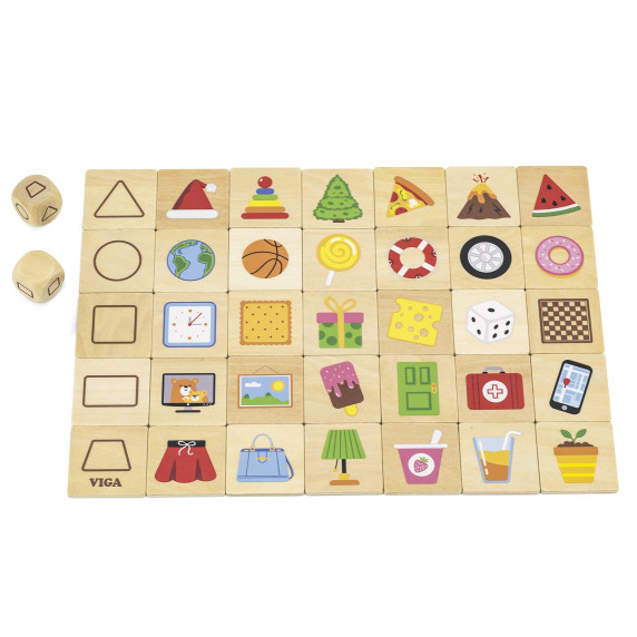 VIGA Pedagogiskt spel i trä pussel Matcha former 37 bitar.