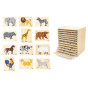 VIGA Wooden Puzzle Set 12 Montessori Animal Puzzles + Stand