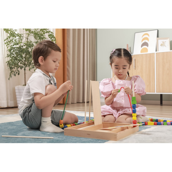 VIGA koka izglītojoša spēle – loģiskie perlīši 104 gabali Montessori