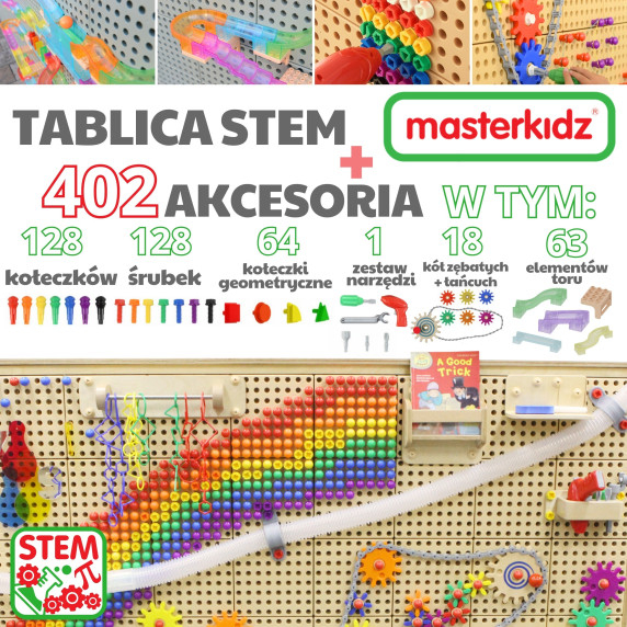 MASTERKIDZ Freestanding STEM Creative Learning Board 125 x 86 + Accessories Set