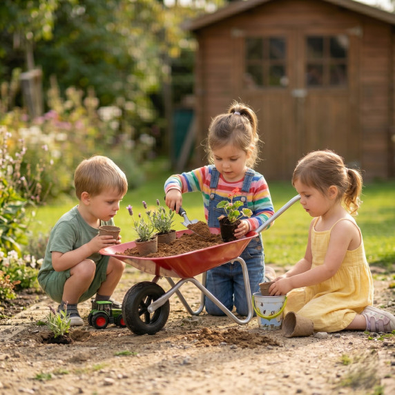 CLASSIC WORLD EDU Metal Garden Wheelbarrow for the Garden Beach Sandbox