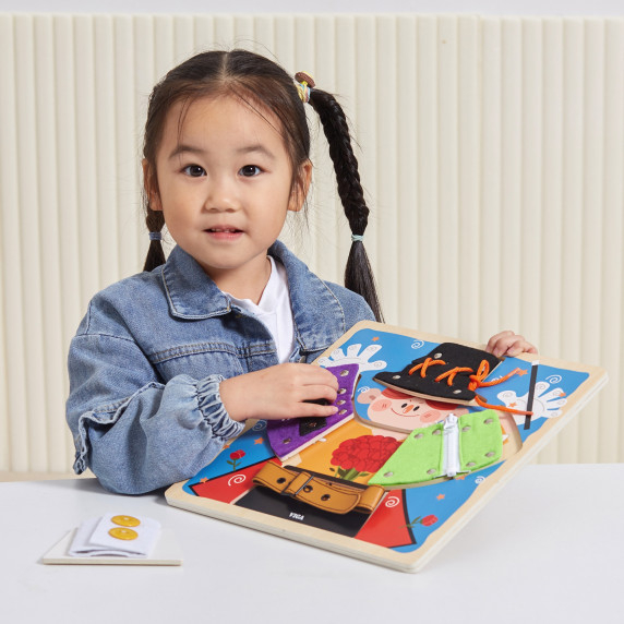 VIGA Wooden Manipulation Board with Clasps and Locks Monstessori Magician