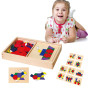 VIGA Wooden Geometric Mosaic Dienes Blocks Montessori Logical Puzzle 148 pieces
