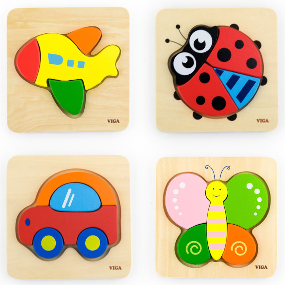 VIGA Baby's First Wooden Puzzle Car