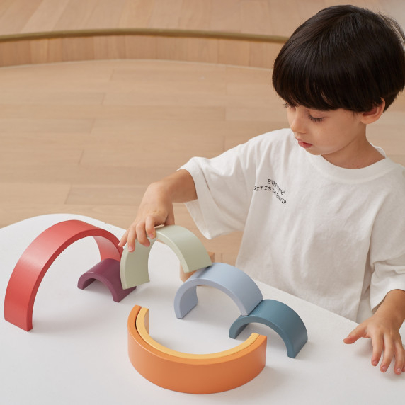 VIGA PolarB Wooden Rainbow Puzzle Creative Montessori Blocks