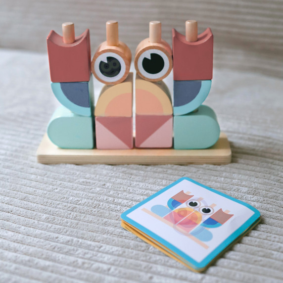 TOOKY TOY Crab Wooden Puzzle Stacks Blocks Pastel