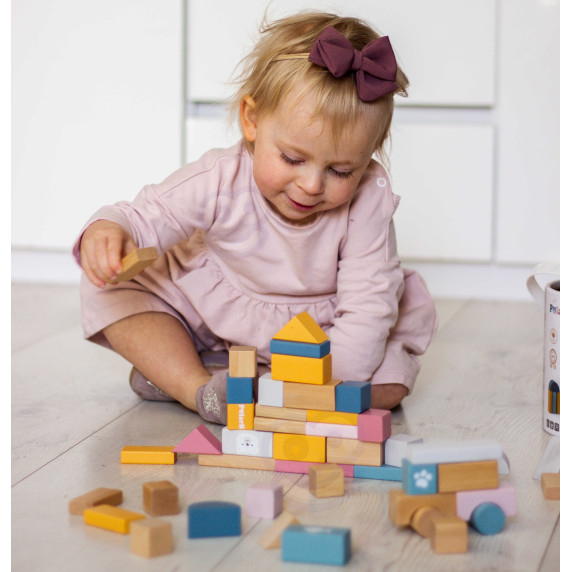 VIGA PolarB Set of wooden blocks in a bucket - 60 pieces