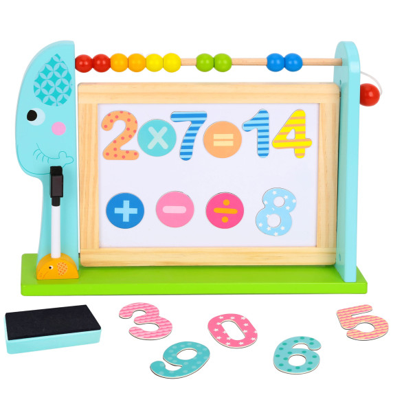 TOOKY TOY Large Wooden Double-Sided Magnetic + Chalk Board