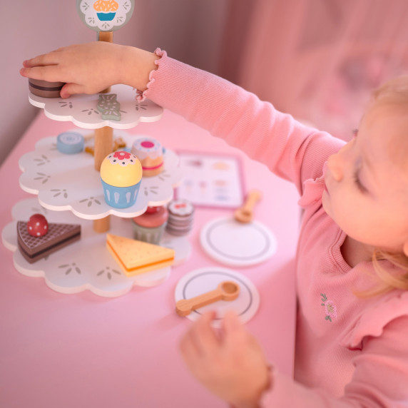 TOOKY TOY Sweets Platter Wooden Stand Cupcakes Cakes