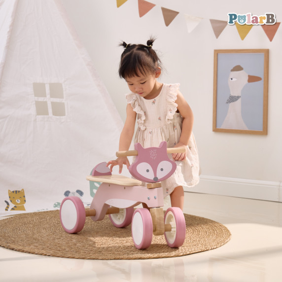 VIGA PolarB Wooden Fox Ride-On with Soft Wheels
