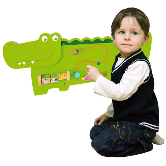 VIGA Educational Manipulative Sensory Board Wooden Crocodile FSC Montessori Certificate