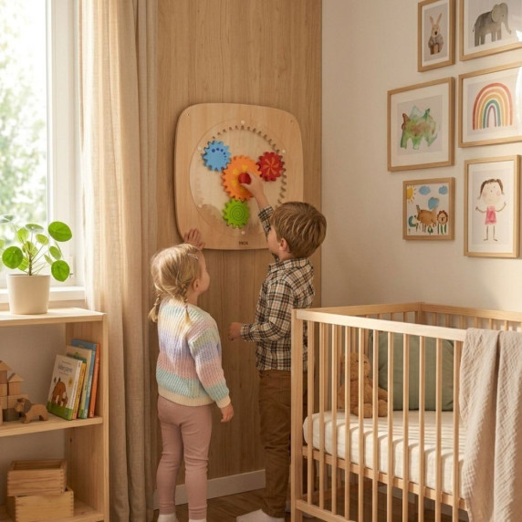 VIGA Wooden Board with Colored Gears