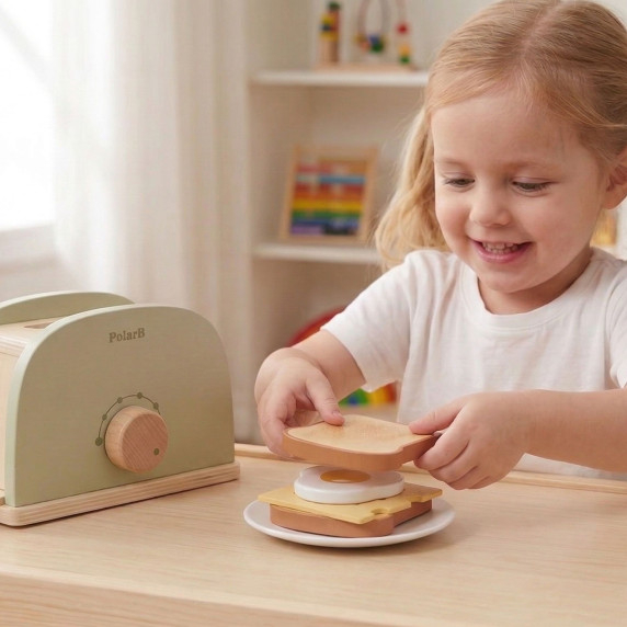 VIGA PolarB Wooden Toaster Set Green + Accessories