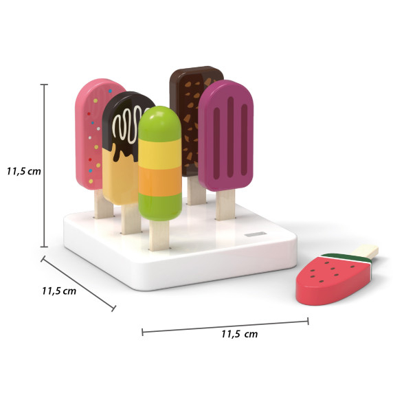 VIGA Set of Wooden Ice Cream Sticks with Stand 6 pcs.