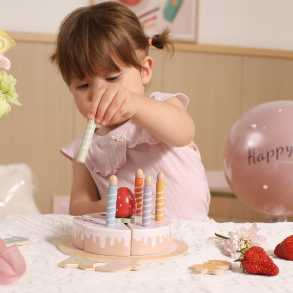 VIGA Wooden Birthday Cake for Slicing