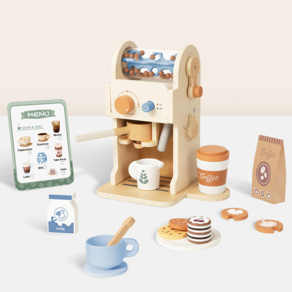 TOOKY TOY Wooden Coffee Set - Barista Espresso Machine