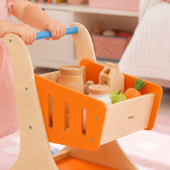VIGA Wooden Shopping Cart
