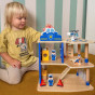 VIGA Wooden Police Station Police Car 3 levels 14 pieces