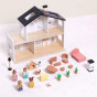 TOOKY TOY Wooden Dollhouse with Accessories and Family 20 pcs.