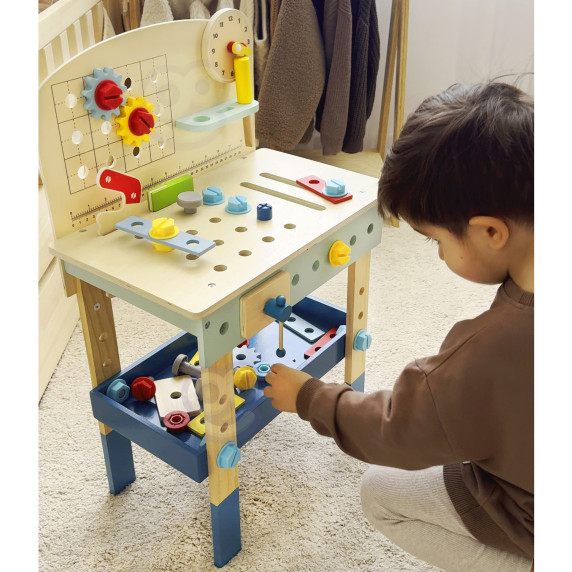 TOOKY TOY Wooden DIY Workshop Table