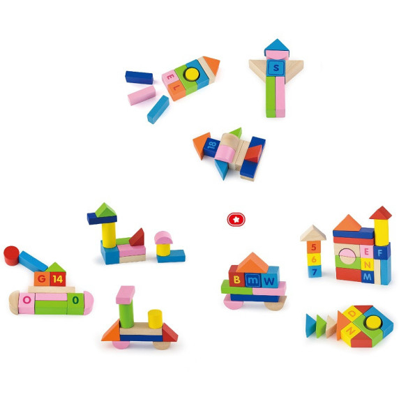 VIGA Wooden Educational Blocks 100 pcs. Numbers and Letters