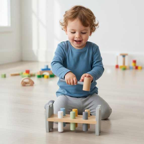 Viga PolarB Wooden Penguin Montessori Hammer Punch