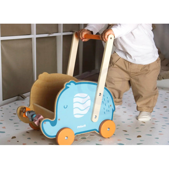 VIGA PolarB Wooden 2-in-1 Stroller, Walker, Elephant