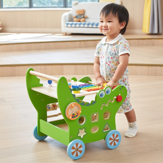 VIGA Wooden Educational Crocodile Pusher 12 in 1