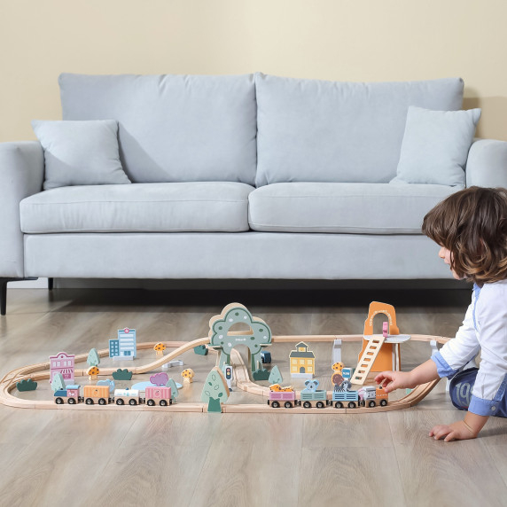 VIGA PolarB Wooden children's train track 90 pieces