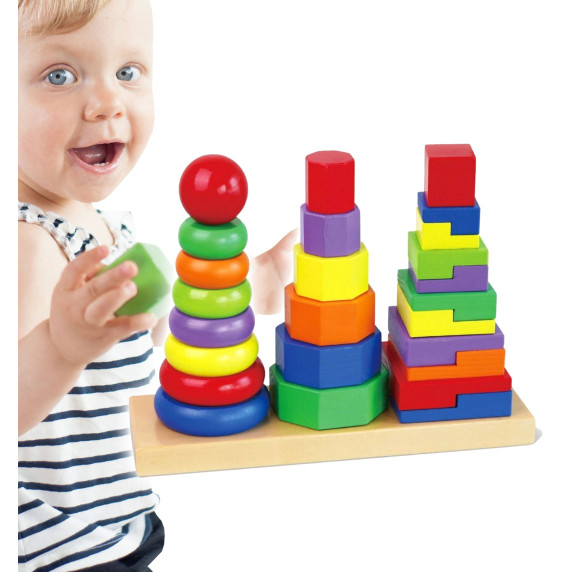 VIGA Wooden Blocks Pyramid Puzzle