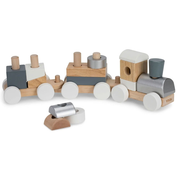 VIGA Colorful Train with Pull-Along Cars
