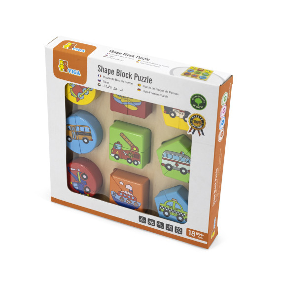 VIGA Wooden Puzzle Vehicle Blocks
