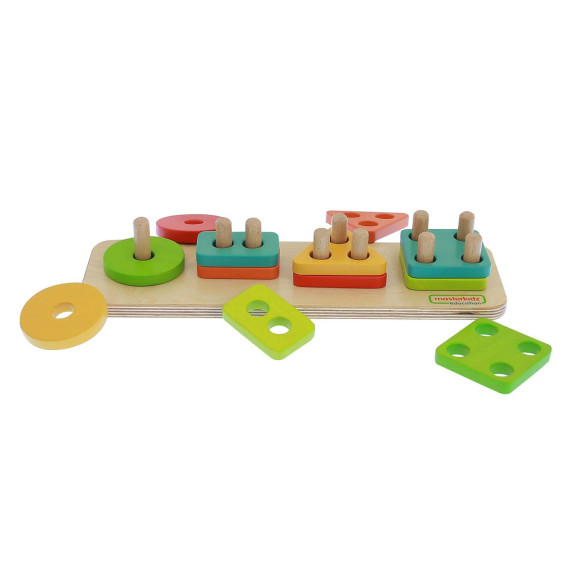 MASTERKIDZ Wooden Shape Sorter Colorful Montessori Blocks