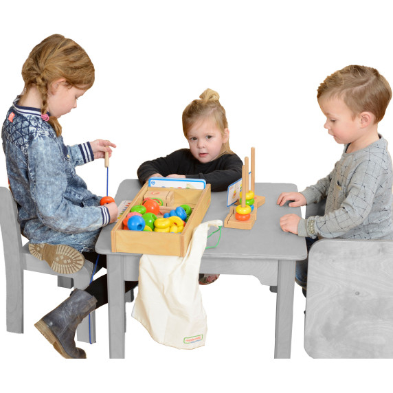 MASTERKIDZ Large Wooden Lace Threader Cards in a Montessori Box