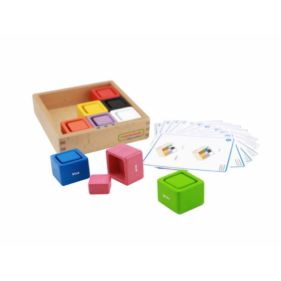 MASTERKIDZ Cups and Square Blocks Wooden Toy Montessori Color Sorter