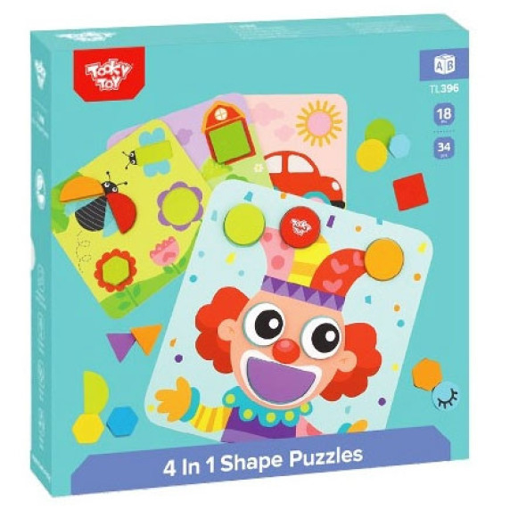 TOOKY TOY 4 in 1 Puzzle Mntessori Blocks Puzzle