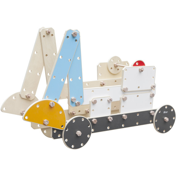 CLASSIC WORLD EDU Huge Wooden Construction Blocks Set Vehicles Ambulance 124 pcs.