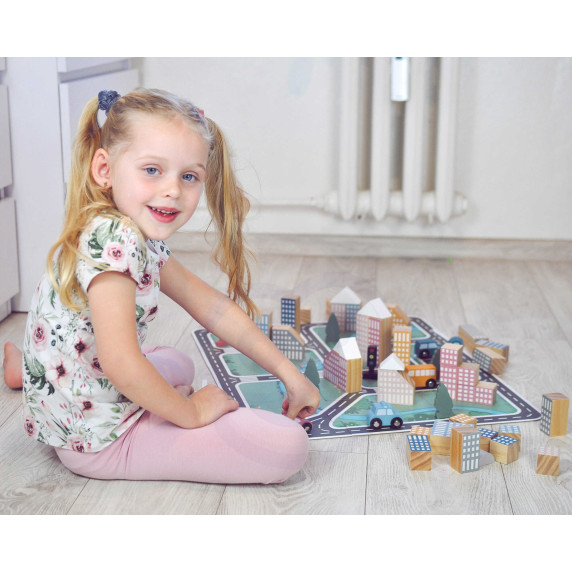 VIGA PolarB Wooden Model with City Blocks 56 pcs.